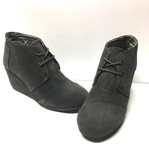 Toms Gray Suede Wedge Ankle Boot New w/box -7